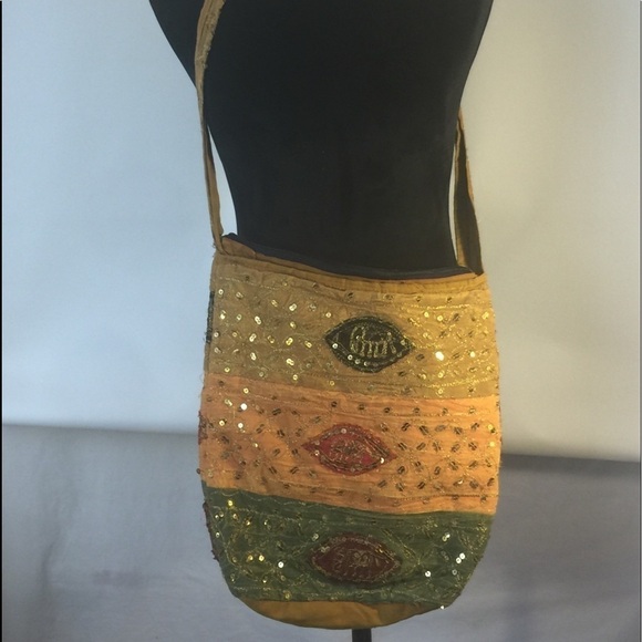 Denim‎ material Crossbody purse Sequence patchwork - Picture 1 of 4